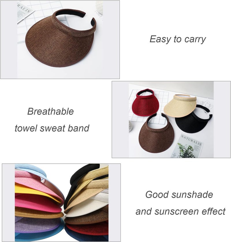 jecvxor Cloth Covered Slip-On Visor for Women, Adjustable Cap Sports Sun Visors for Men - Image 5